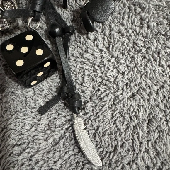 Coach Black and Silver dice and skull bag charm - Picture 3 of 5